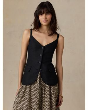 Faherty Sun Strider Linen Milo Vest - Black