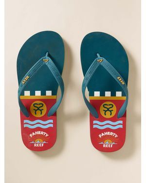 Faherty X Reef Surf Ghana Flip Flop Shoes - Blue