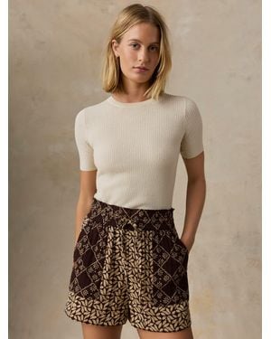 Faherty Miramar Linen Mini Rib T-Shirt - Brown