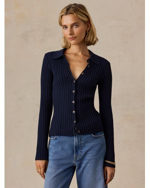 Faherty Sunwashed Cotton Ribbed Cardigan - Blue