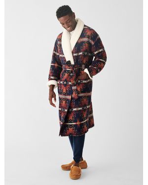 Faherty Doug Good Feather High Pile Fleece Robe Sunglass - White