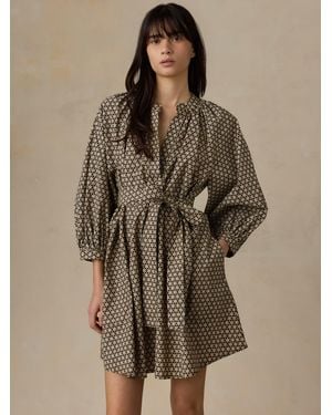 Faherty Coastal Poplin Kaia Mini Dress - Brown