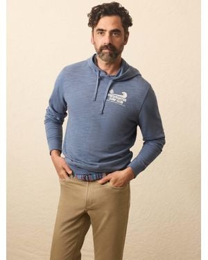 Faherty Sunwashed Slub Graphic Hoodie - Blue