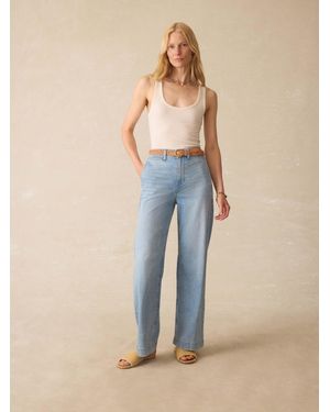 Faherty Linen Denim Trousers - Blue