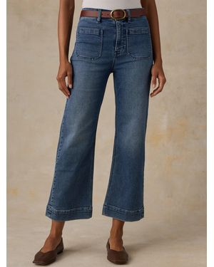 Faherty Stretch Terry Patch Pocket Ankle Trousers - Blue