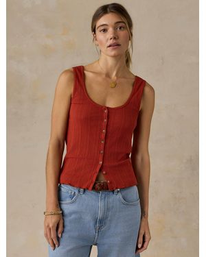 Faherty Paradise Pointelle Cami Cardigan - Red