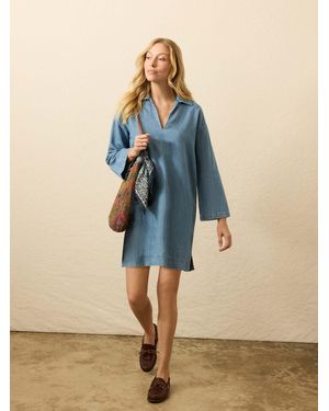 Faherty Linen Denim Sail Away Dress - Blue