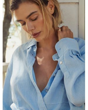 Faherty Laguna Linen Relaxed Shirt - Blue
