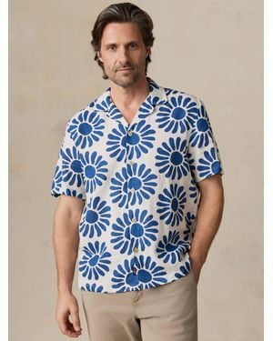 Faherty Short-Sleeve Linen Camp Shirt - Blue