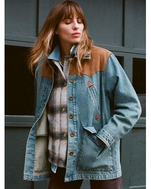 Faherty Ridge Back Denim Suede Jacket - Gray