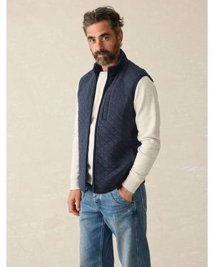 Faherty Epic Quilted Fleece Shirt Jacket Vest - Blue