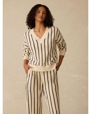 Faherty Dockside V-Neck Sweatshirt - Natural