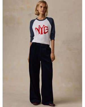 Faherty Ny Giants Sunwashed Organic Raglan Long-Sleeve - Blue