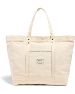 Faherty Medium Sunwashed Canvas Tote - Natural