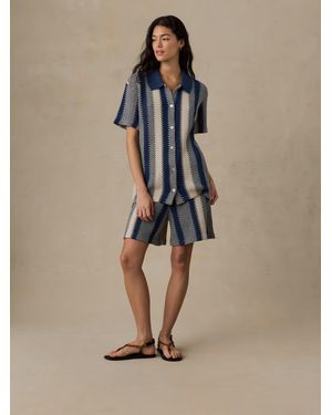 Faherty Seacoast Crochet Relaxed Camp Shirt - Natural