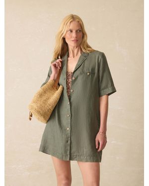 Faherty Paradise Point Linen Dress - Green