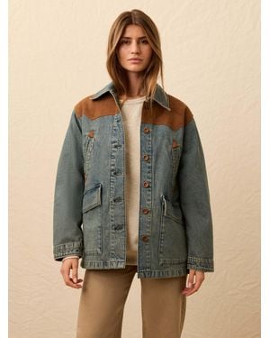 Faherty Ridge Back Denim Suede Jacket - Gray