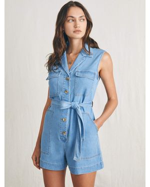 Faherty Linen Denim Romper - Blue