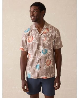 Faherty Short Sleeve Breeze Camp Shirt - Natural