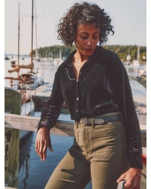 Faherty Stretch Silk Velvet Genevieve Shirt - Grey