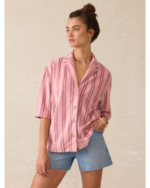 Faherty Cabana Towel Terry Camp Shirt - Pink
