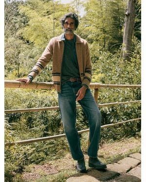 Faherty Blanket Stripe Zip Jumper - Green