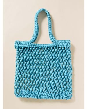 Faherty Sunwashed Macrame Tote - Blue