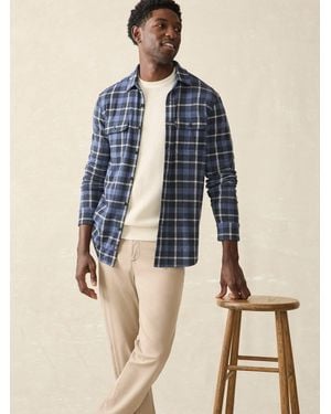 Faherty Plaid Brushed Flannel Shirt - Blue