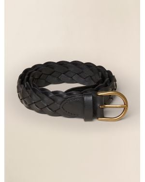 Faherty Downtown Braided Leather Belt - Black