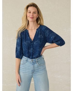 Faherty Seacliff Blouse - Blue