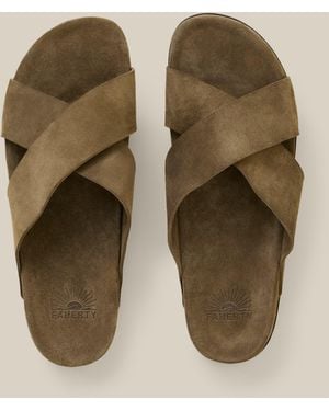 Faherty Low Tide Suede Slide - Natural