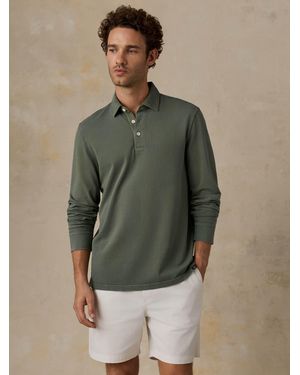 Faherty Long-Sleeve Sunwashed Pique Polo Shirt - Green
