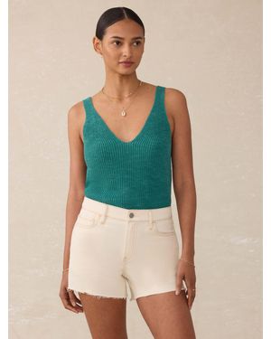 Faherty Miramar Linen V-Neck Tank - Green