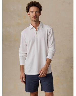 Faherty Long-Sleeve Sunwashed Pique Polo Shirt - Natural