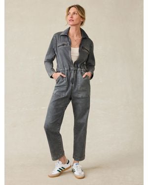 Faherty Sunwashed Denim Jumpsuit - Natural