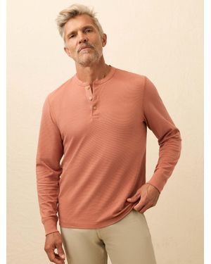 Faherty Long-Sleeve Waffle Henley T-Shirt - Orange