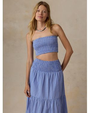 Faherty Coastal Poplin Smocked Top - Blue
