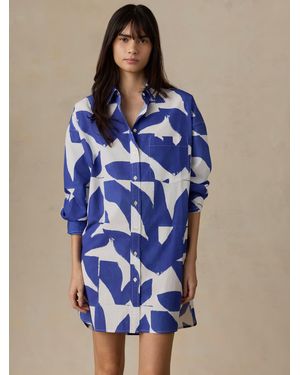 Faherty Coastal Poplin Kova Shirtdress - Blue