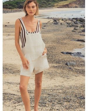Faherty Sun Strider Linen Romper - Natural