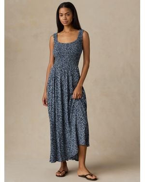 Faherty Sophia Smocked Dress - Blue
