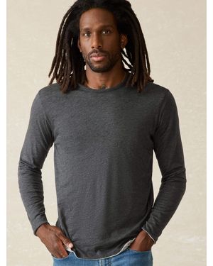 Faherty Long-Sleeve Cloud Reversible Crew T-Shirt - Grey