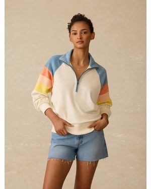 Faherty Cabana Towel Terry Quarter Zip - Blue