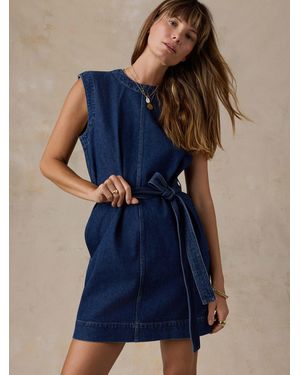 Faherty Organic Cotton Denim Sleeveless Dress - Blue