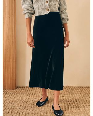 Faherty Stretch Silk Velvet Ina Slip Skirt - Black