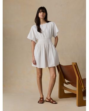 Faherty Coastal Poplin Elia Mini Smocked Dress - Natural