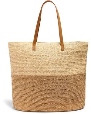 Faherty Raffia Colourblock Tote - Natural