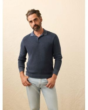 Faherty Long-Sleeve Sunwashed Sweater Polo - Blue