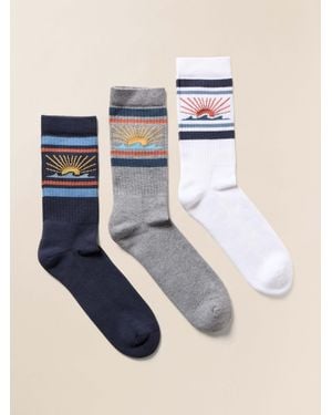 Faherty Sun & Waves&Trade; 3 Pack Sock - Blue