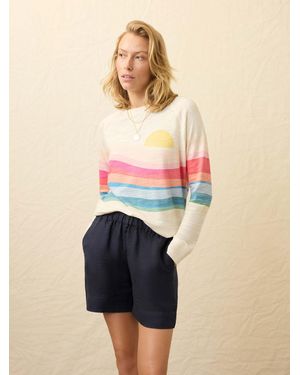 Faherty Sunwashed Organic Crewneck Hoodie - Pink