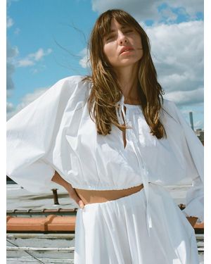 Faherty Coastal Poplin Nera Top - White
